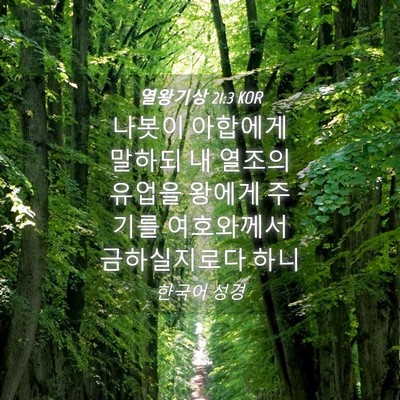 Picture 04 - 열왕기상 21:3 KOR - 나봇이 아합에게 말하되 내 열조의 - Bible Verse Picture