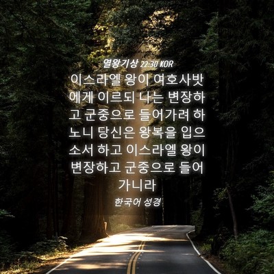 Picture 04 - 열왕기상 22:30 KOR - 이스라엘 왕이 여호사밧에게 이르되 - Bible Verse Picture