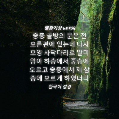 Picture 04 - 열왕기상 6:8 KOR - 중층 골방의 문은 전 오른편에 - Bible Verse Picture
