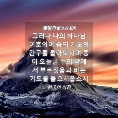 Picture 04 - 열왕기상 8:28 KOR - 그러나 나의 하나님 여호와여 종의 - Bible Verse Picture