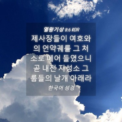 Picture 04 - 열왕기상 8:6 KOR - 제사장들이 여호와의 언약궤를 그 - Bible Verse Picture