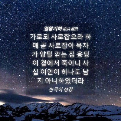 Picture 04 - 열왕기하 10:14 KOR - 가로되 사로잡으라 하매 곧 사로잡아 - Bible Verse Picture