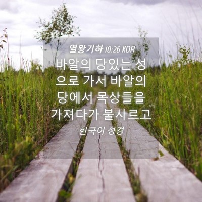 Picture 04 - 열왕기하 10:26 KOR - 바알의 당있는 성으로 가서 바알의 - Bible Verse Picture