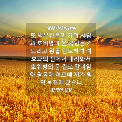 Picture 04 - 열왕기하 11:19 KOR - 또 백부장들과 가리 사람과 호위병과 - Bible Verse Picture
