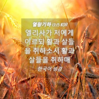 Picture 04 - 열왕기하 13:15 KOR - 엘리사가 저에게 이르되 활과 살들을 - Bible Verse Picture