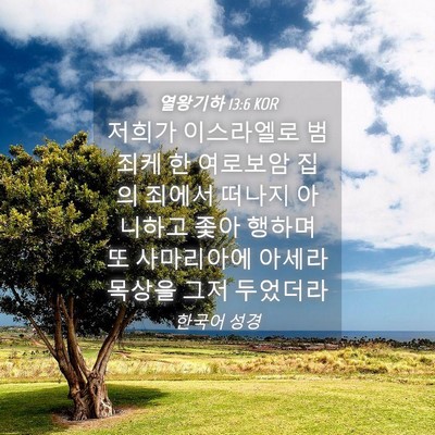 Picture 04 - 열왕기하 13:6 KOR - 저희가 이스라엘로 범죄케 한 - Bible Verse Picture