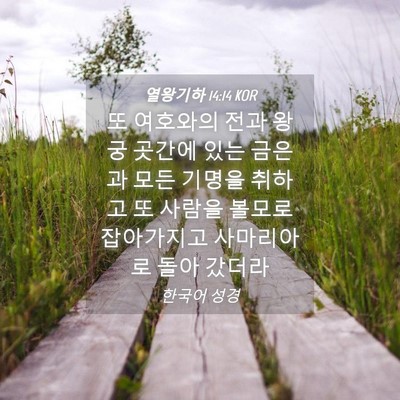 Picture 04 - 열왕기하 14:14 KOR - 또 여호와의 전과 왕궁 곳간에 있는 - Bible Verse Picture
