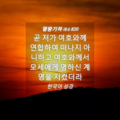 Picture 04 - 열왕기하 18:6 KOR - 곧 저가 여호와께 연합하여 떠나지 - Bible Verse Picture