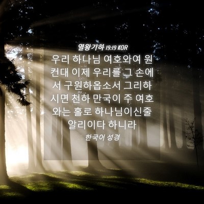 Picture 04 - 열왕기하 19:19 KOR - 우리 하나님 여호와여 원컨대 이제 - Bible Verse Picture