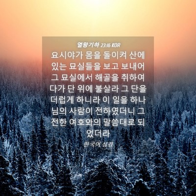 Picture 04 - 열왕기하 23:16 KOR - 요시야가 몸을 돌이켜 산에 있는 - Bible Verse Picture