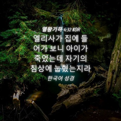 Picture 04 - 열왕기하 4:32 KOR - 엘리사가 집에 들어가 보니 아이가 - Bible Verse Picture