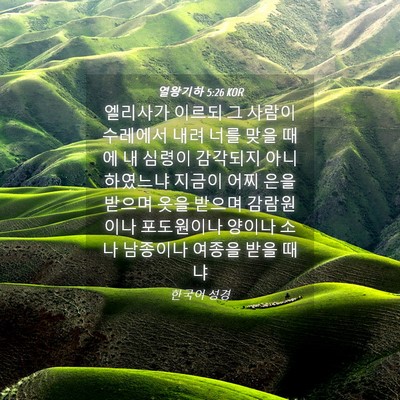 Picture 04 - 열왕기하 5:26 KOR - 엘리사가 이르되 그 사람이 수레에서 - Bible Verse Picture