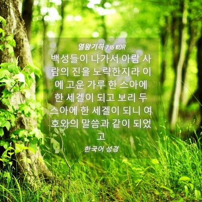 Picture 04 - 열왕기하 7:16 KOR - 백성들이 나가서 아람 사람의 진을 - Bible Verse Picture