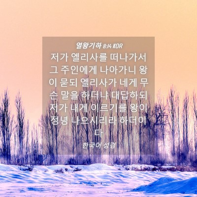 Picture 04 - 열왕기하 8:14 KOR - 저가 엘리사를 떠나가서 그 주인에게 - Bible Verse Picture