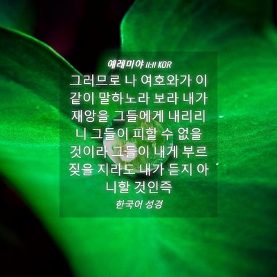Picture 04 - 예레미야 11:11 KOR - 그러므로 나 여호와가 이같이 - Bible Verse Picture