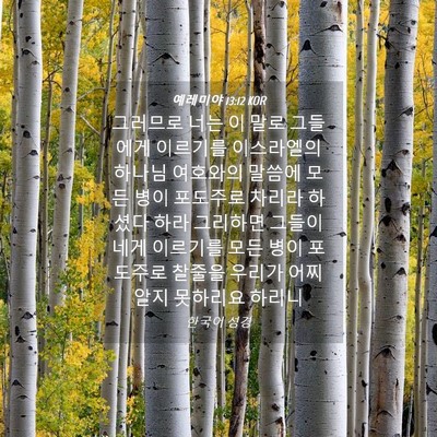 Picture 04 - 예레미야 13:12 KOR - 그러므로 너는 이 말로 그들에게 - Bible Verse Picture