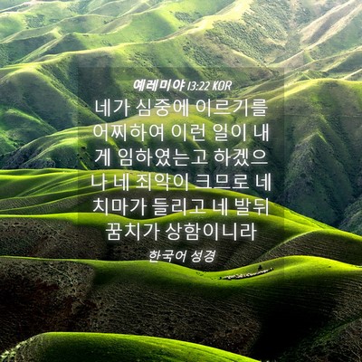 Picture 04 - 예레미야 13:22 KOR - 네가 심중에 이르기를 어찌하여 이런 - Bible Verse Picture