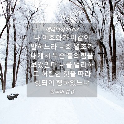 Picture 04 - 예레미야 2:5 KOR - 나 여호와가 이같이 말하노라 너희 - Bible Verse Picture