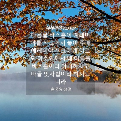 Picture 04 - 예레미야 20:3 KOR - 다음날 바스훌이 예레미야를 - Bible Verse Picture