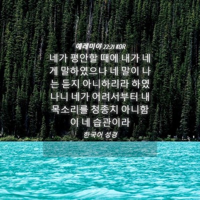 Picture 04 - 예레미야 22:21 KOR - 네가 평안할 때에 내가 네게 - Bible Verse Picture