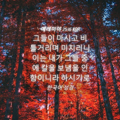 Picture 04 - 예레미야 25:16 KOR - 그들이 마시고 비틀거리며 미치리니 - Bible Verse Picture