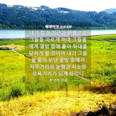 Picture 04 - 예레미야 29:18 KOR - 내가 칼과 기근과 염병으로 그들을 - Bible Verse Picture