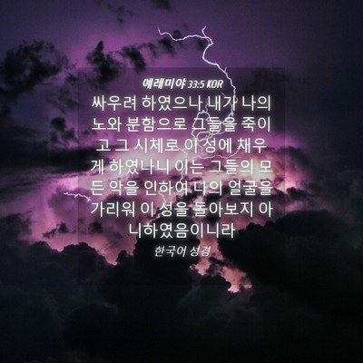 Picture 04 - 예레미야 33:5 KOR - 싸우려 하였으나 내가 나의 노와 - Bible Verse Picture