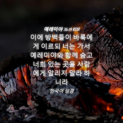 Picture 04 - 예레미야 36:19 KOR - 이에 방백들이 바룩에게 이르되 너는 - Bible Verse Picture