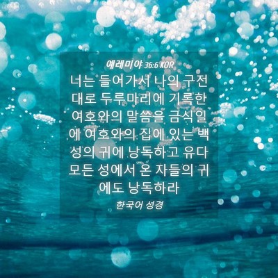 Picture 04 - 예레미야 36:6 KOR - 너는 들어가서 나의 구전대로 - Bible Verse Picture