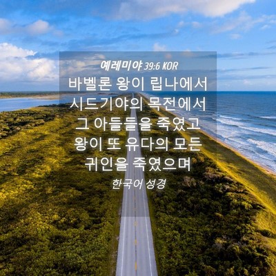 Picture 04 - 예레미야 39:6 KOR - 바벨론 왕이 립나에서 시드기야의 - Bible Verse Picture
