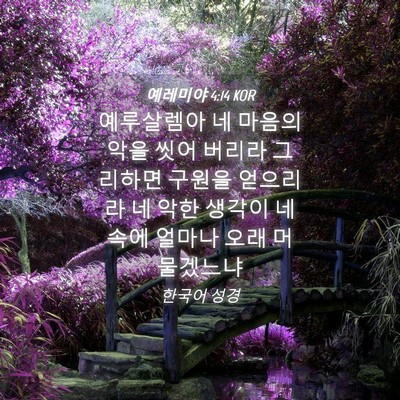 Picture 04 - 예레미야 4:14 KOR - 예루살렘아 네 마음의 악을 씻어 - Bible Verse Picture