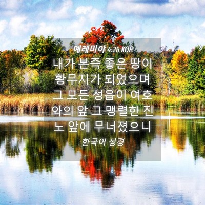 Picture 04 - 예레미야 4:26 KOR - 내가 본즉 좋은 땅이 황무지가 - Bible Verse Picture