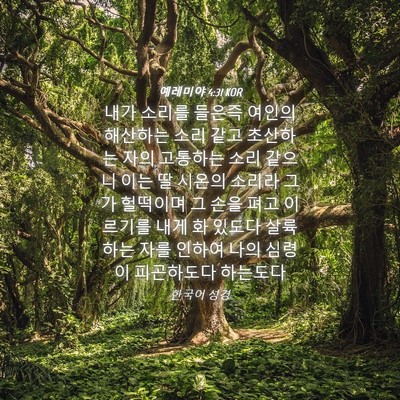 Picture 04 - 예레미야 4:31 KOR - 내가 소리를 들은즉 여인의 해산하는 - Bible Verse Picture