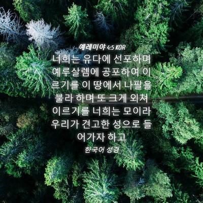 Picture 04 - 예레미야 4:5 KOR - 너희는 유다에 선포하며 예루살렘에 - Bible Verse Picture