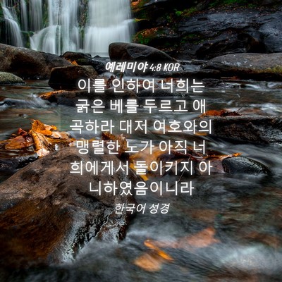 Picture 04 - 예레미야 4:8 KOR - 이를 인하여 너희는 굵은 베를 - Bible Verse Picture