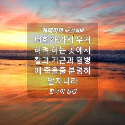 Picture 04 - 예레미야 42:22 KOR - 너희가 가서 우거하려 하는 곳에서 - Bible Verse Picture