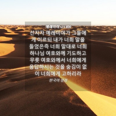 Picture 04 - 예레미야 42:4 KOR - 선지자 예레미야가 그들에게 이르되 - Bible Verse Picture