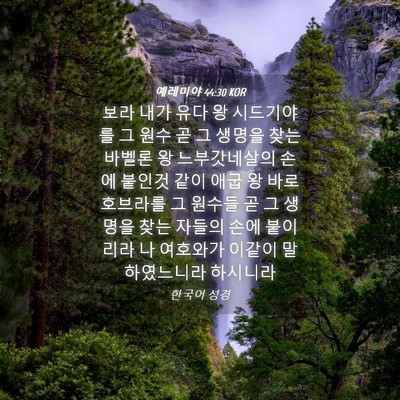 Picture 04 - 예레미야 44:30 KOR - 보라 내가 유다 왕 시드기야를 그 - Bible Verse Picture