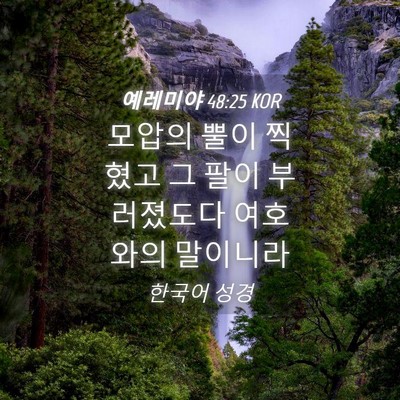 Picture 04 - 예레미야 48:25 KOR - 모압의 뿔이 찍혔고 그 팔이 - Bible Verse Picture