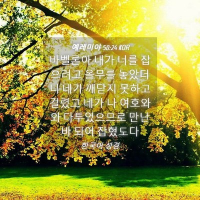 Picture 04 - 예레미야 50:24 KOR - 바벨론아 내가 너를 잡으려고 올무를 - Bible Verse Picture