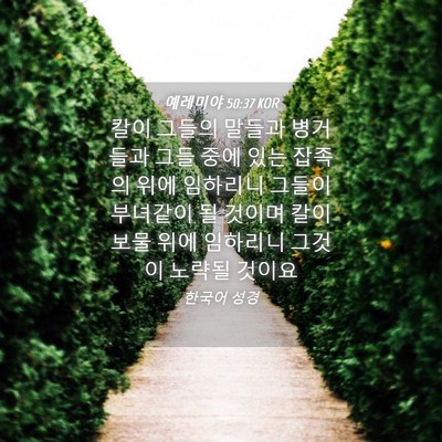 Picture 04 - 예레미야 50:37 KOR - 칼이 그들의 말들과 병거들과 그들 - Bible Verse Picture