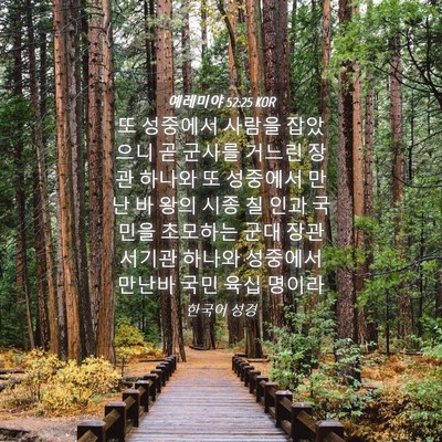 Picture 04 - 예레미야 52:25 KOR - 또 성중에서 사람을 잡았으니 곧 - Bible Verse Picture