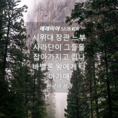 Picture 04 - 예레미야 52:26 KOR - 시위대 장관 느부사라단이 그들을 - Bible Verse Picture