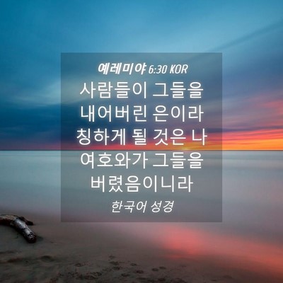 Picture 04 - 예레미야 6:30 KOR - 사람들이 그들을 내어버린 은이라 - Bible Verse Picture