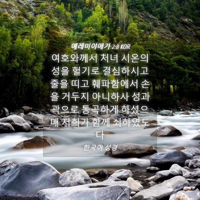 Picture 04 - 예레미야애가 2:8 KOR - 여호와께서 처녀 시온의 성을 헐기로 - Bible Verse Picture