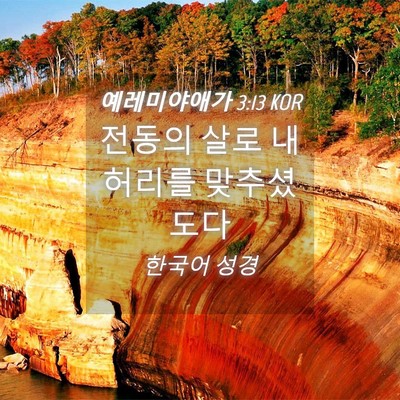 Picture 04 - 예레미야애가 3:13 KOR - 전동의 살로 내 허리를 - Bible Verse Picture