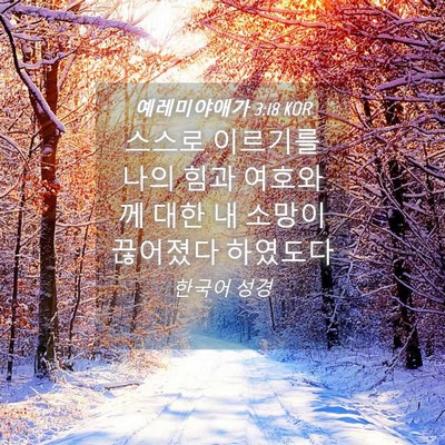 Picture 04 - 예레미야애가 3:18 KOR - 스스로 이르기를 나의 힘과 여호와께 - Bible Verse Picture