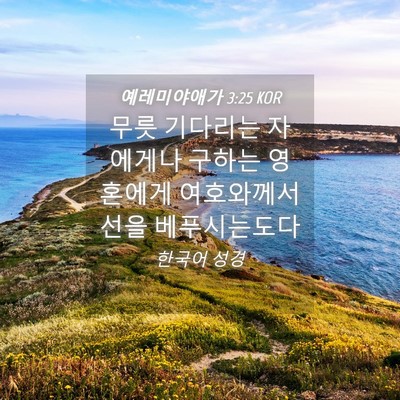 Picture 04 - 예레미야애가 3:25 KOR - 무릇 기다리는 자에게나 구하는 - Bible Verse Picture