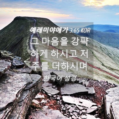 Picture 04 - 예레미야애가 3:65 KOR - 그 마음을 강퍅하게 하시고 저주를 - Bible Verse Picture