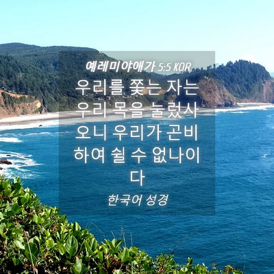 Picture 04 - 예레미야애가 5:5 KOR - 우리를 쫓는 자는 우리 목을 - Bible Verse Picture